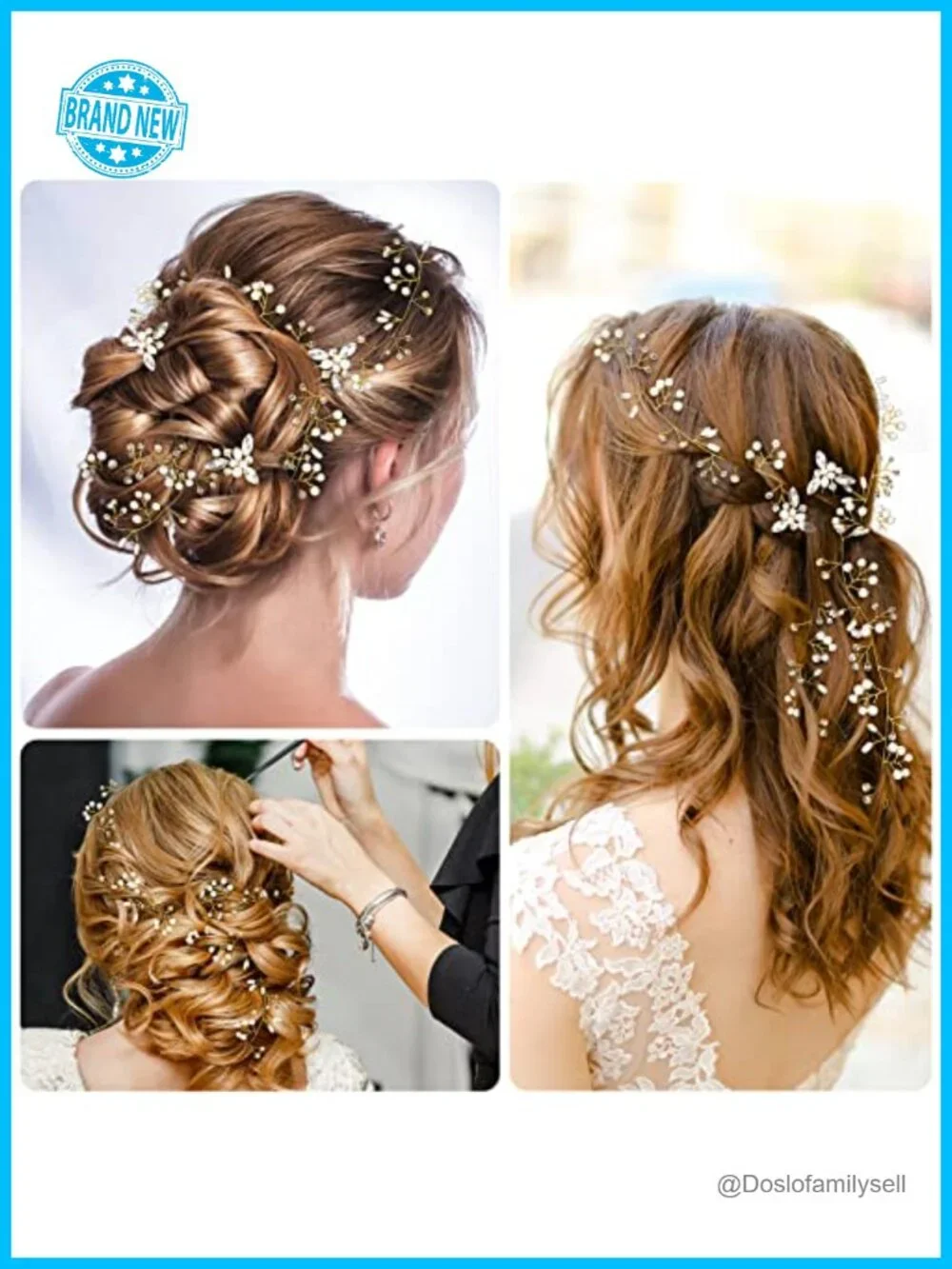 Crystal Hair Vine Headband with Pearls and Beads for Wedding Bridal Hair